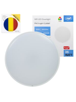 PNI D-Light CL2436T Wi-Fi LED-plafondlamp, RGBW, 36W, dimbaar, inclusief blauwe plakstrip