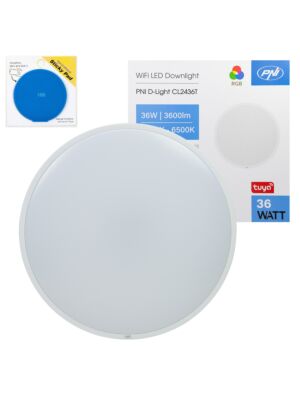 PNI D-Light CL2436T Wi-Fi LED-plafondlamp, RGBW, 36W, dimbaar, inclusief zelfklevende Pad Flag.