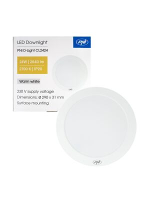 LED-plafondlamp PNI D-Light CL2424 24W, rond, 2700K, voeding 230V, 2640 lm, warm wit, diameter 29 cm