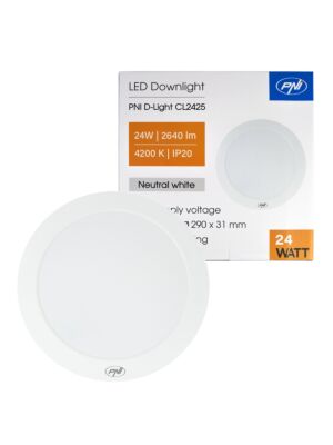 LED-plafondlamp PNI D-Light CL2425 24W, rond, 4200K, voeding 230V, 2640 lm, neutraal wit, diameter 29 cm