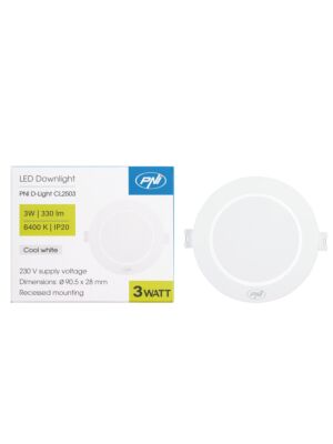 LED-spot PNI D-Light CL2503 3W, inbouw, rond, 90,5*28mm, 6400K, 230V voeding, 330 lm, wit