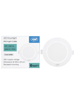 LED-spot PNI D-Light CL2506 6W, inbouw, rond, 120,5*28,4mm, 6400K, 230V voeding, 660 lm, wit