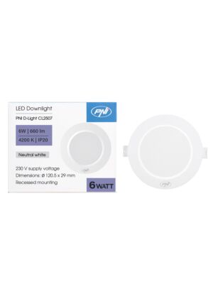 LED-spot PNI D-Light CL2507 6W, inbouw, rond, 120,5*28,4mm, 4200K, 230V voeding, 660 lm, wit