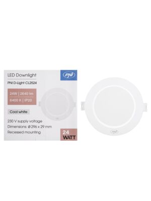 LED-spot PNI D-Light CL2524 24W, inbouw, rond, 296*29,1mm, 6400K, 230V voeding, 2640 lm, wit