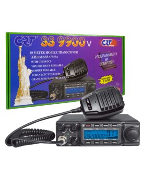 Amateurradiostation CRT SS 9900V AM, FM, LSB, USB, CW 28-29,7 MHz, ASQ, DTMF, Roger Beep, 12 V, CTCSS, DCS, programmeerbaar