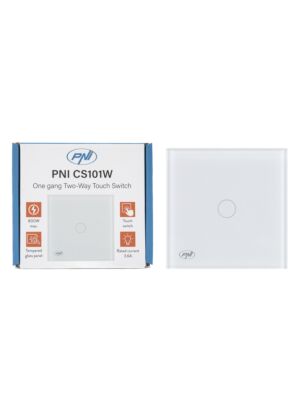 Eenvoudige ladderschakelaar en kruisschakelaar met touch PNI CS101W van glas, wit met LED-indicator, 800W
