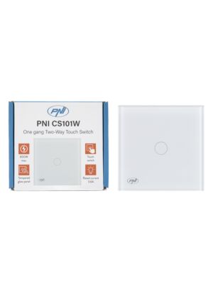 Eenvoudige ladderschakelaar en kruisschakelaar met touch PNI CS101W van glas, wit met LED-indicator, 800W