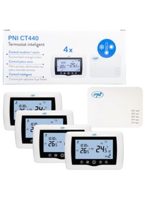 PNI CT440 draadloze slimme thermostaat, met WiFi, 4-zoneregeling via internet, voor verwarmingssystemen, pompen, elektrische kachels