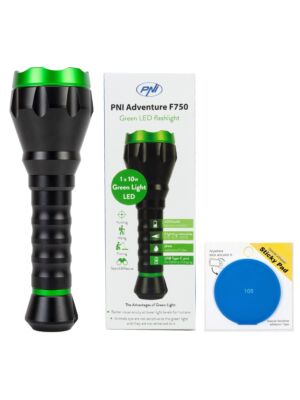 PNI Adventure F750 groene aluminium zaklamp inclusief blauwe plakstrip.