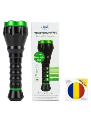PNI Adventure F750 groene aluminium zaklamp inclusief vlaggetje met plakstrip