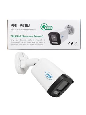 Videobewakingscamera PNI IP515J POE, rond 5MP, 2,8 mm, voor buiten, wit