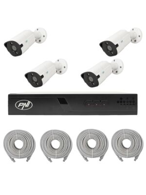 Videobewakingspakket met 4 camera's en 20 meter kabels inbegrepen