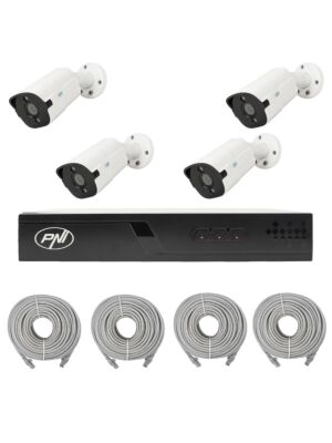 Videobewakingspakket met 4 camera's en 20 meter kabels inbegrepen