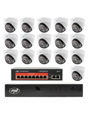 Videobewakingspakket met 16 camera's, schakelaar en kabels