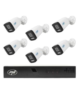 Videobewakingspakket met 6 camera's en 20 meter kabels inbegrepen