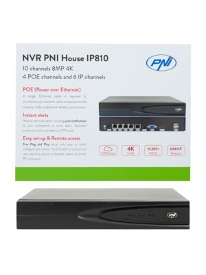 NVR PNI House IP810 met 10 4K kanalen, 4 POE kanalen en 6 IP kanalen