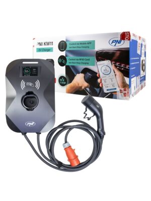 PNI KW11 laadstation, 16A, 11KW, voor elektrische auto's, 85V - 415V, driefasig, Type 2 kabel en 7-pins connector