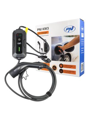 PNI KW3 draagbare oplader, 16A, 3,5 KW, voor elektrische auto's, 230 V, enkelfasig, type 2-kabel en IEC62 5-pins connector
