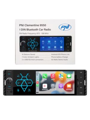 Auto MP5-speler PNI Clementine 9550 1DIN display 4 inch 50Wx4, Bluetooth, FM-radio, Carplay, RDS-functie