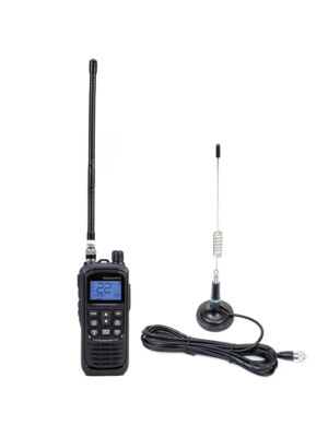 Draagbaar CB-radiostationpakket: PNI Escort HP 92 multi-standaard 4W, 12-24V AM-FM met CB-antenne, PNI ML29 met magneet.