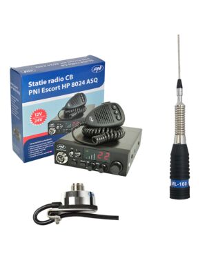 CB PNI ESCORT HP 8024 ASQ-radiostation + CB PNI ML160-antenne met T941-ondersteuning