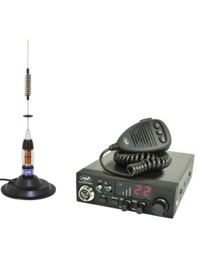 CB PNI ESCORT HP 8024 ASQ radiostation pack, 12-24 V, 40 kanalen, 4W + CB PNI ML70 antenne met magneet