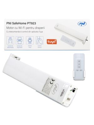 Slimme motor voor gordijnen, PNI SafeHome PT923 WiFi gordijnen, met meegeleverde afstandsbediening, aangestuurd met de Tuya applicatie 