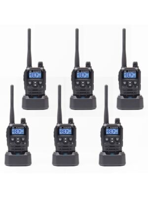 Kit van 6 draagbare radiostations PNI PMR R45 PRO 446MHz, 0,5W, 99 programmeerbare kanalen, 16 PMR en 38 CTCSS en 104 DCS-tonen,