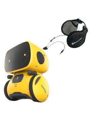 PNI Robo One interactief slim robotpakket, stembesturing, aanraakknoppen, geel + Midland Subzero-hoofdtelefoon