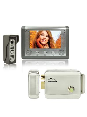 SilverCloud House 715 video-intercomkit met 7-inch LCD-scherm en SilverCloud YR300 elektromagnetische Yala