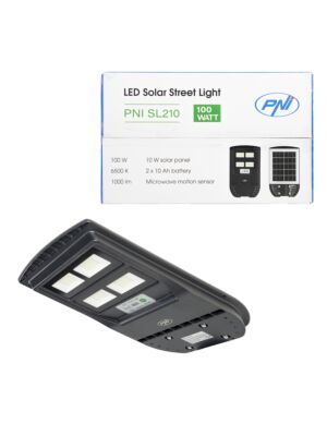 PNI SL210 6.5W straatlantaarnlamp met ingebouwd zonnepaneel 10W, 6500K, 1000lm, 2 x ingebouwde 10Ah-batterij,