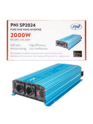 Spanningsomvormer PNI SP2024 24V voeding 230V uitgang 2000W zuivere sinusgolf