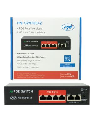 Switch POE PNI SWPOE42 met 4 POE-poorten en 2 100Mbps-poorten