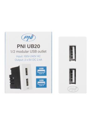 2 x USB-voedingsaansluiting PNI UB20, 5V 2,4A
