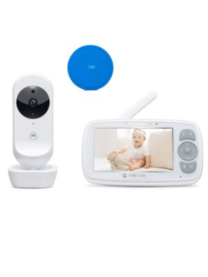 Pakket Video Babyfoon Motorola VM34 met 4,3 inch scherm + Kleefpad Blauw