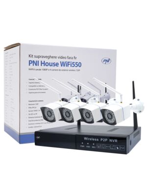 PNI House WiFi550 NVR videobewakingsset en 4 draadloze camera's, 1.0MP