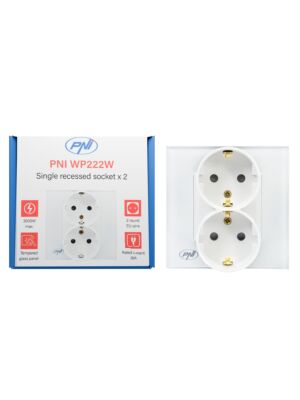 PNI WP222W eenvoudig x2 inbouwstopcontact met wit glazen frame