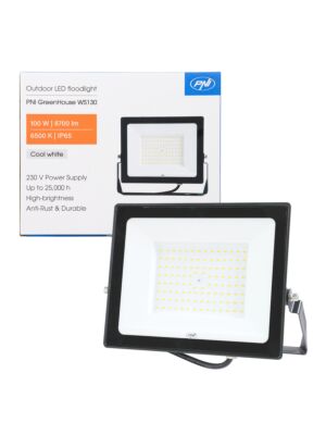 LED-reflector PNI GreenHouse WS130 100 W, voeding 230 V, 8700 lm, 6500 K, IP65