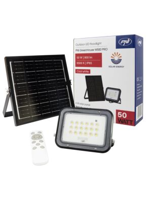 PNI GreenHouse WS50 PRO 50W LED-schijnwerper met 6W zonnepaneel, 5000mAh-batterij, 800lm, afstandsbediening, timing en helderheid
