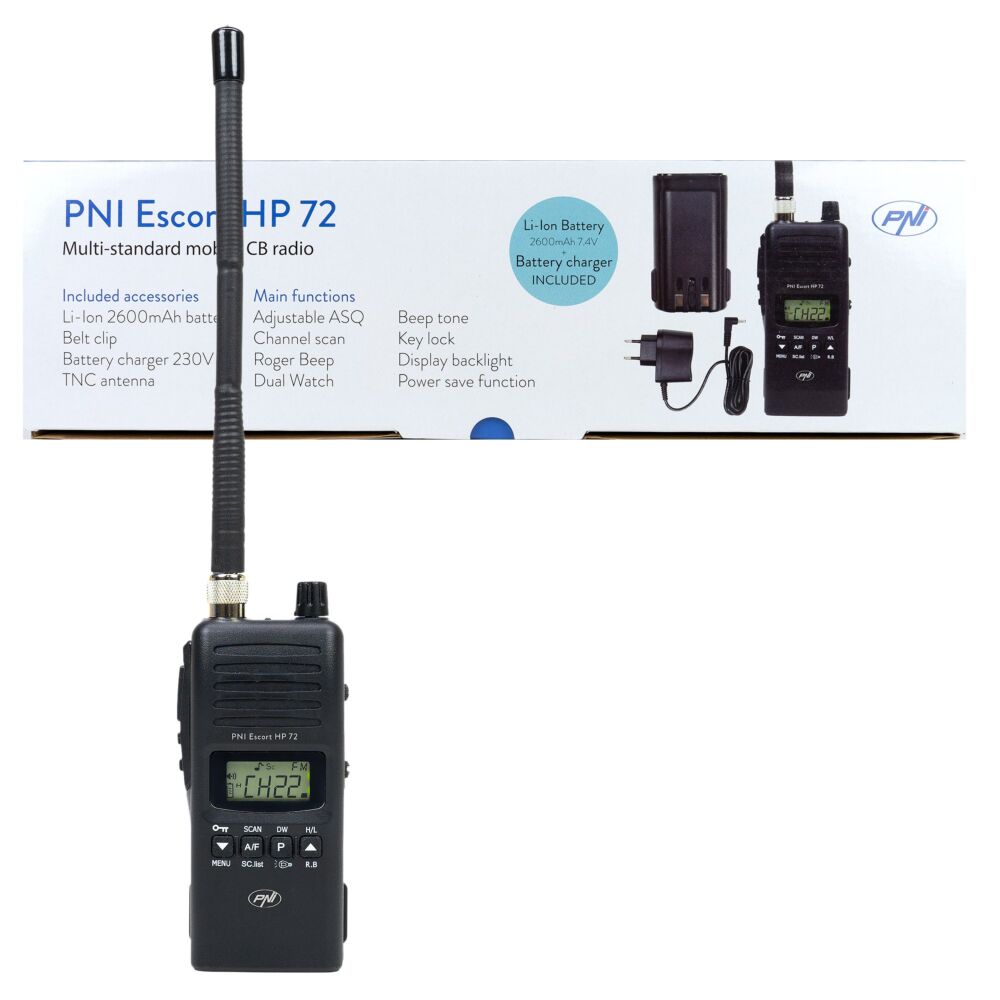 Draagbare CB-radiozender PNI Escort HP 72, 4W, AM-FM, ASQ, Dual Watch, Scan, zonder batterij