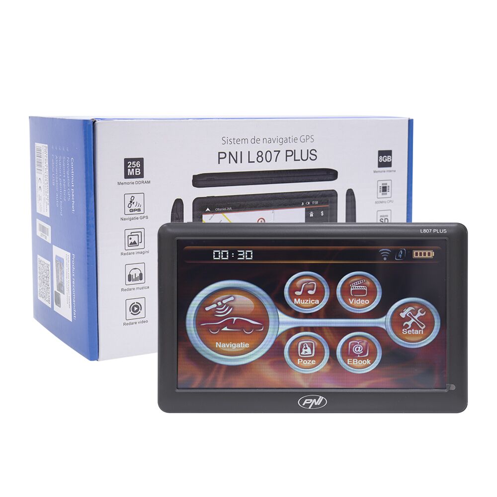 GPS Navigation System PNI L810 7 Inch Screen, 800 MHz, 256 MB DDR, 8 GB Internal Memory, FM Transmitter
