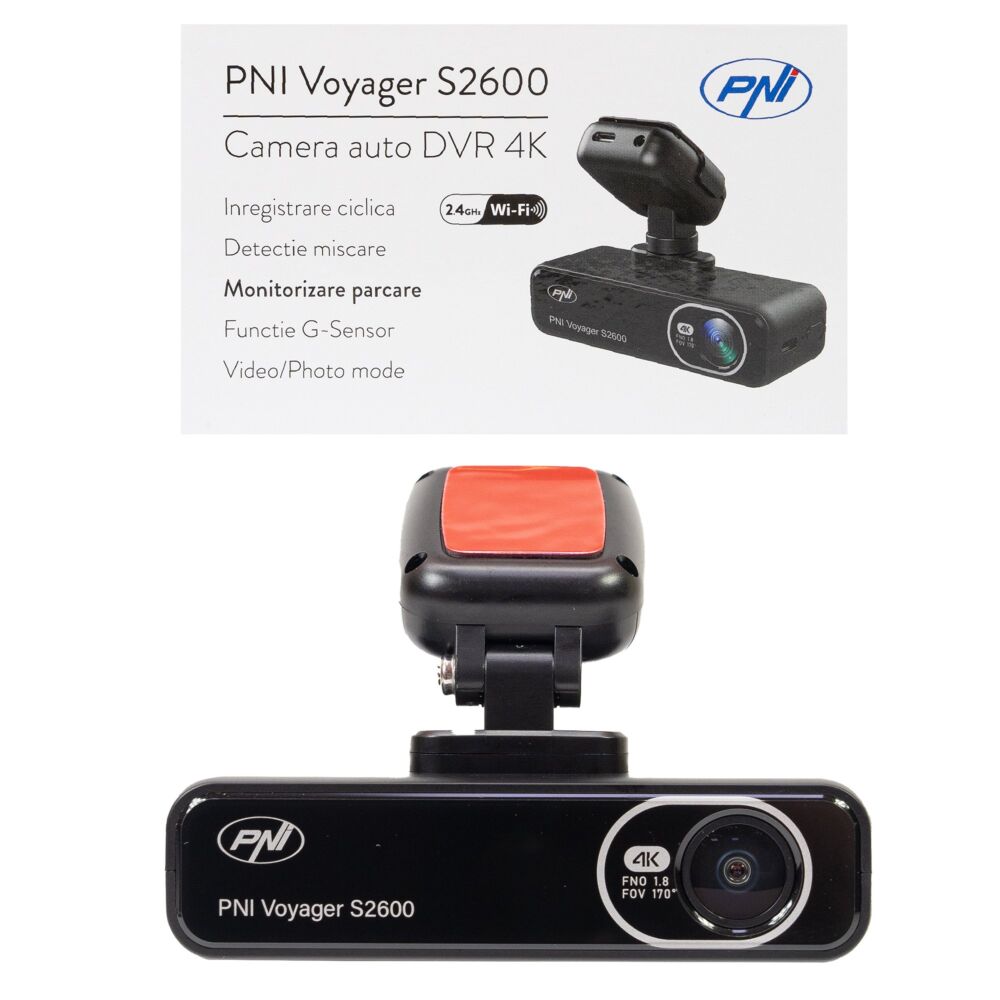 Autós DVR kamera PNI Voyager S2600 WiFi 4K Ultra HD, kijelző nélkül, parkolásfigyelő funkció, G