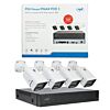PNI House IPMAX POE 3LR videobewakingskit, NVR met 4 POE-poorten en 10 in netwerk, en 4 camera's met 3MP, buiten, Power over Ethernet, gezichtsdetectie, bewegingsdetectie, 4 kabels, voeding, muis