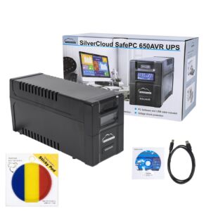 SilverCloud SafePC 650AVR UPS-pakket, 360W vermogen en Sticky Pad Flag inbegrepen