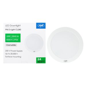 LED-plafondlamp PNI D-Light CL240 24W, rond 29 cm, 6500K, voeding 230V, 2640 lm, wit