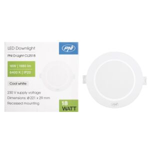 LED-spot PNI D-Light CL2518 18W, inbouw, rond, 220,7*28,9mm, 6400K, 230V voeding, 1980 lm, wit