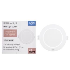 LED-spot PNI D-Light CL2524 24W, inbouw, rond, 296*29,1mm, 6400K, 230V voeding, 2640 lm, wit