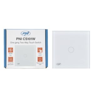 Eenvoudige ladderschakelaar en kruisschakelaar met touch PNI CS101W van glas, wit met LED-indicator, 800W