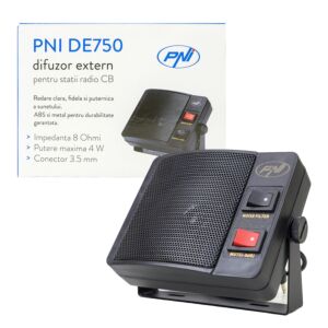 Externe luidspreker PNI DE750 voor CB-radiostations, 8 Ohm, 4 W, 3 inch luidspreker, 3,5 mm jack