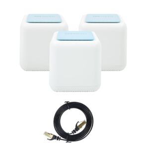 PNI GB1200 Gigabit Wi-Fi Mesh-systeempakket en 1bc S/STP CAT7 platte netwerkkabel PNI U7015B 1,5 m